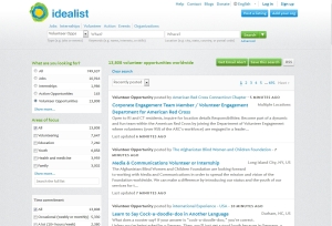 Volunteer search feature on Idealist.com